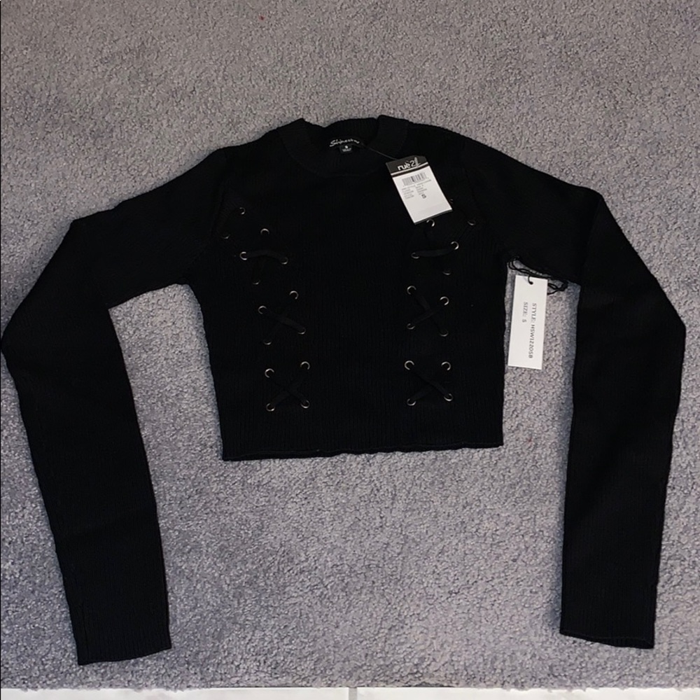 long sleeve crop sweater top